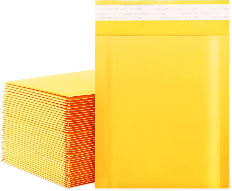 Dasen Kraft bubble mailers 6x9 Inch 50 Pack,Self-Sealing Paper Envelopes for Packaging,Strong Adhesion Envelope Mailers, Small Waterproof Cushioned Padded Shipping Bags Yellow #0 - Image 1